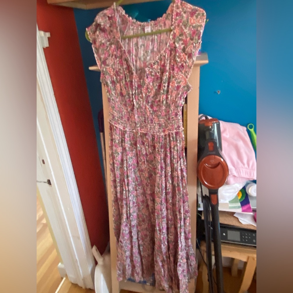 Old Navy Floral Print Dress - Pink and Green